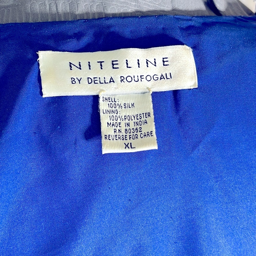 Beautiful Multicolor Blue Jacket Shell100% Silk 1… - image 7